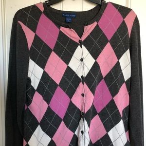 Button down argyle sweater